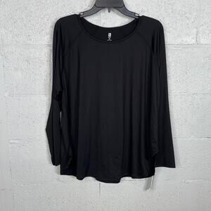 ID Ideology Plus Size Essentials Long Sleeve T-Shirt, Deep Black 2X